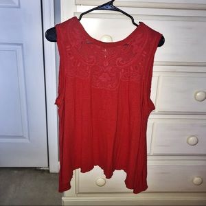 🌹 Free People red tank top w mesh details